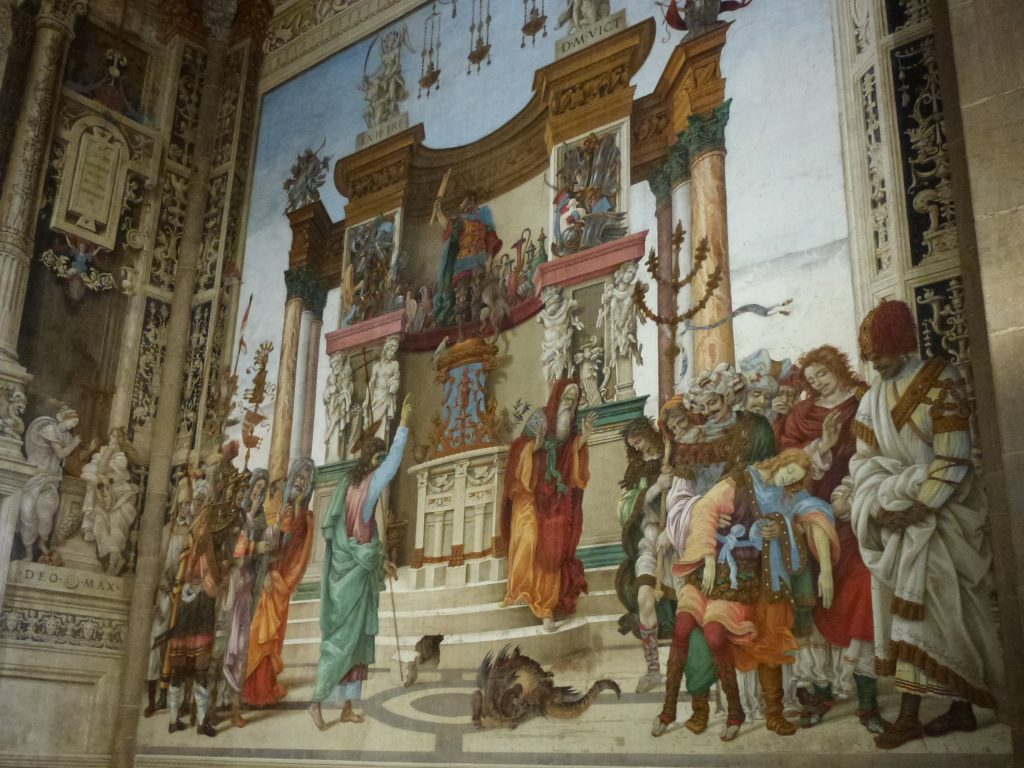 Cappella Strozzi in santa Maria Novella, San Filippo apostolo davanti al tempio di Marte a Gerapoli