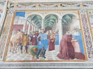 Chiesa di Sant'Agostino, Benozzo Gozzoli, Storie della vita di Sant'Agostino, Agostino incontra Sant'Ambrogio