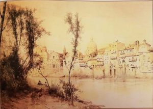 Ettore Roesler Franz, Il porto di Ripetta dai prati di Castello, 1886