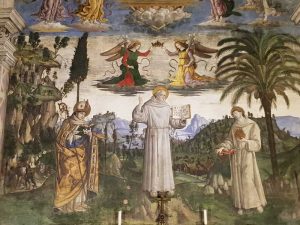 Santa Maria in Aracoeli, Cappella Bufalini, Gloria di San Bernardino da Siena - dettaglio
