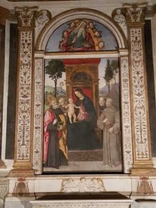 Santa Maria del Popolo, Cappella Basso della Rovere, Vergine in trono con Bambino e Santi - dettaglio