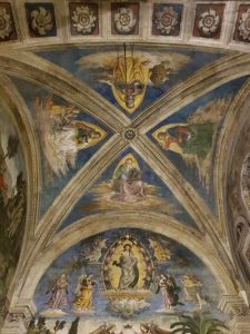 Santa Maria in Aracoeli, Cappella Bufalini, Gloria di San Bernardino da Siena e volta con gli Evangelisti
