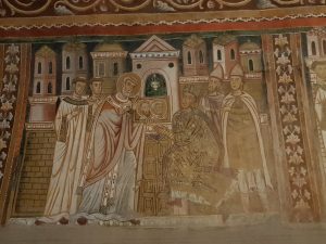 Oratorio di san Silvestro. Silvestro I mostra a Costantino le effigi di Pietro e Paolo