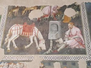 Camera Pinta, Rocca Albornoziana - dettaglio del cavaliere alla fonte