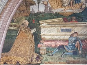 Pinturicchio, Sala dei Misteri, Resurrezione - dettaglio di papa Alessandro VI, Appartamento Borgia