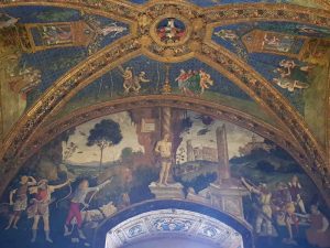Pinturicchio, Sala dei Santi, Martirio di San Sebastiano, Appartamento Borgia