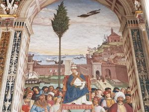 Arrivo di Pio II ad Ancona per dare avvio alla II Crociata - dettaglio del fondo con Ancona