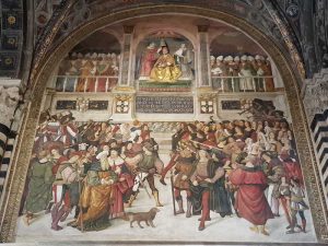 Pinturicchio, L'incoronazione di Pio III, parete d'ingresso alla Libreria Piccolomini, navata di sinistra della Cattedrale