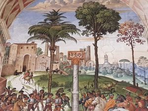 L'incontro di Eleonora del Portogallo e dell'imperatore Federico III - dettaglio del paesaggio di Siena