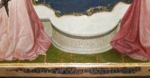 Masaccio, Trittico di San Giovenale, dettaglio dell'iscrizione
