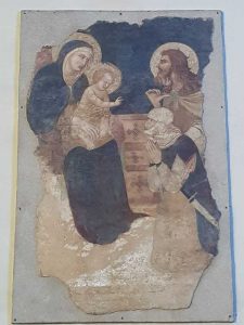 Pietro Lorenzetti, Madonna col Bambino, san Giovanni e un cavaliere