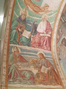 Benozzo Gozzoli, Tabernacolo della Visitazione di Castelfiorentino, Evangelisti e Dottori della Chiesa nell'intradosso