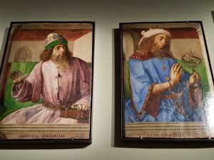Giusto di Gand e Pedro Berruguete, Pannelli della Collezione Campana al Louvre - pannelli di Aristotele e Tolomeo