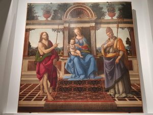 Andrea del Verrocchio e Lorenzo di Credi, Madonna col Bambino tra san Giovanni battista e san Donato di Arezzo (Madonna di piazza)
