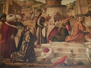 La Scuola Dalmata di Venezia, Vittore Carpaccio, San Giorgio battezza i Gentili - dettaglio del battesimo