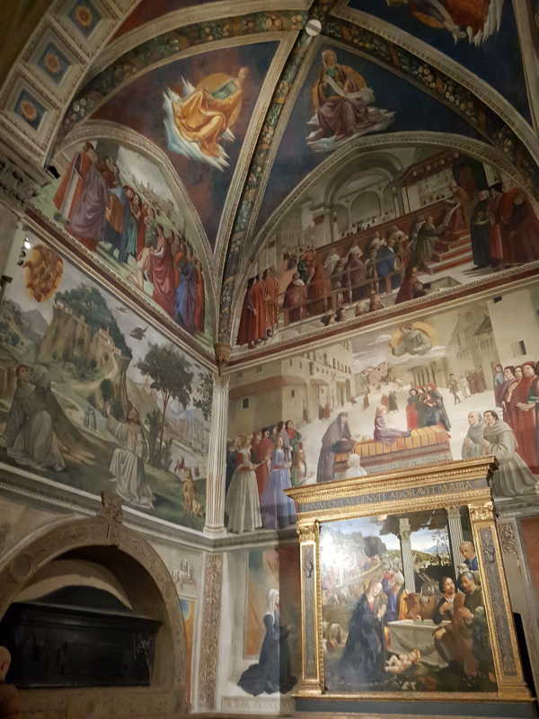 Domenico Ghirlandaio, cappella Sassetti, pareti frontale e sinistra - Viaggiatrice Curiosa