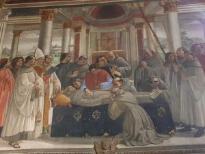 Domenico Ghirlandaio, cappella Sassetti, Scena delle esequie di san Francesco