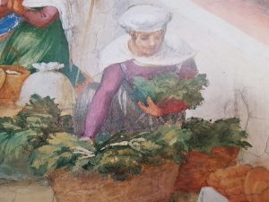 Storie di santa Barbara - dettaglio della scena del mercato