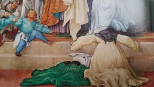 Storie di santa Brigida - dettaglio del miracolo della vestizione