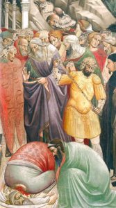 Agnolo Gaddi, Eraclio riporta la Croce a Gerusalemme - dettaglio della decapitazione di Corsoe