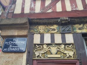 Rennes, dettaglio di casa a graticcio in Rue du Chapitre