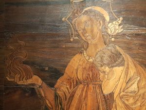 Baccio e Piero Pontelli su cartone di Botticelli, Dettaglio di schienale con la Carità
