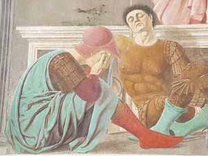 Museo Civico, Piero della Francesca, Resurrezione - dettaglio con autoritratto del pittore