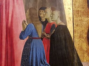 Museo Civico, Piero della Francesca, Polittico della Misericordia - dettaglio dei fedeli inginocchiati