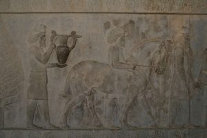 Apadana, scala est, Armeni recante un cavallo e una brocca a due manici