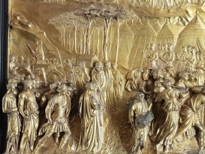 Storie di Giosuè, a sinistra Giosuè comanda al popolo d'Israele di attraversare il Giordano conducendo l'arca dell'alleanza, a destra il popolo trasporta le pietre per l'altare