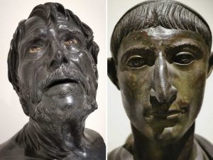 Busti provenienti dalla Villa dei Papiri di Ercolano. A sinistra Pseudo Seneca, a destra Ritratto virile